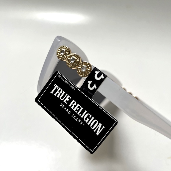 New Original TRUE RELIGION Cat Eye Sunglasses Milky White Acetate Rhinestones main image 6